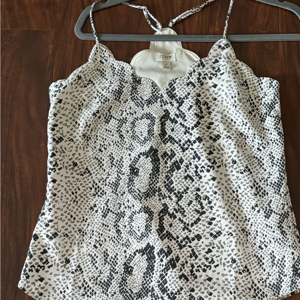 J. CREW Snakeskin scalloped cami top